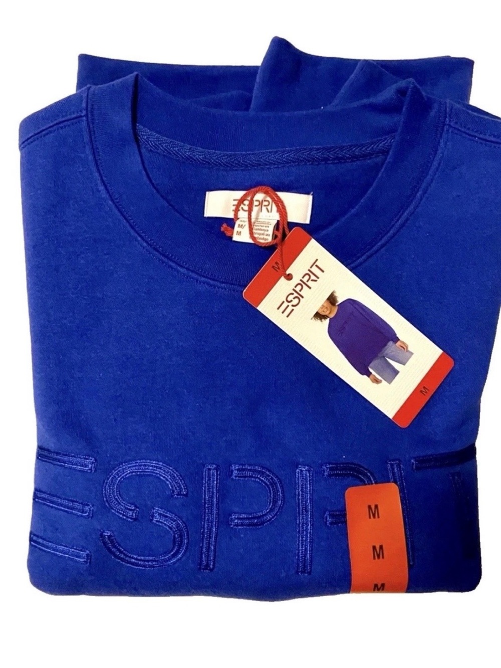 Esprit Blue Embroidered Logo Crewneck Sweatshirt